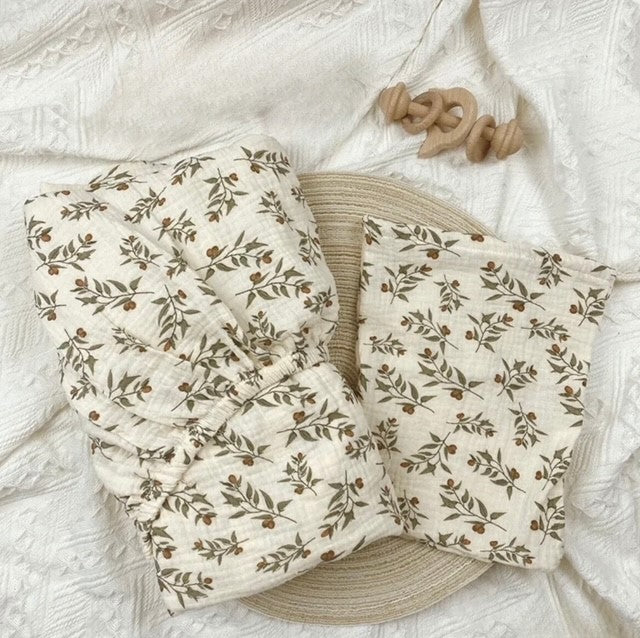 Cot Fitted Sheet - Eucalyptus image 0