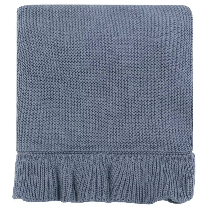 Cornflower Blue Ruffle Edge Blanket