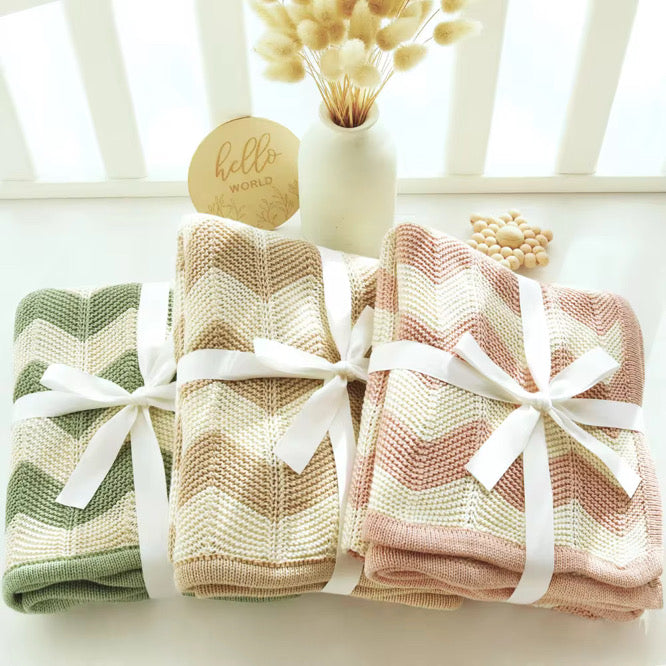 Sage Chevron Blanket image 2