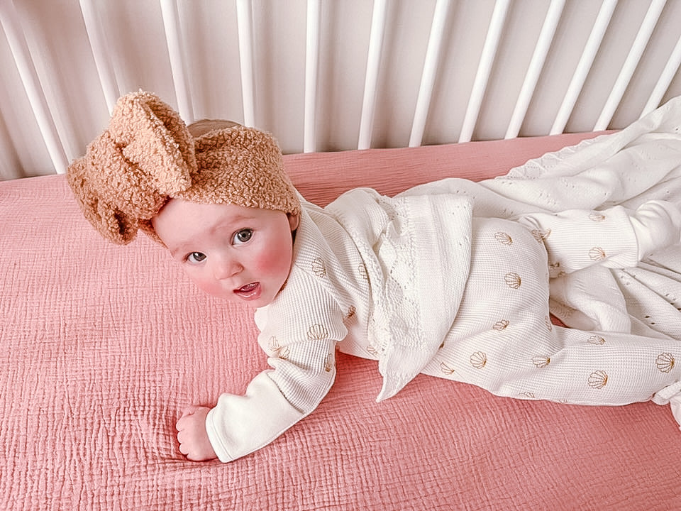 Cot Fitted Sheet - Tea Rose image 1