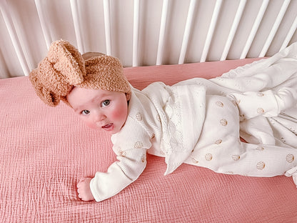 Cot Fitted Sheet - Tea Rose image 1