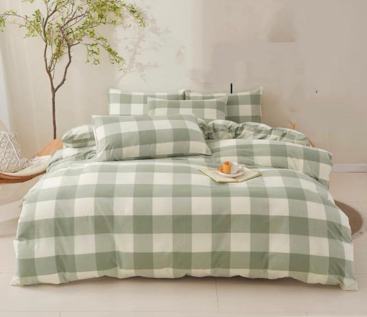 Sage Gingham Quilt Cover Set - available in Single size image 0
