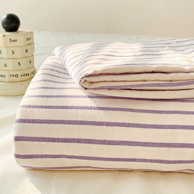 King Single Fitted Sheet with matching Pillowcase - Lilac Stripe image 0