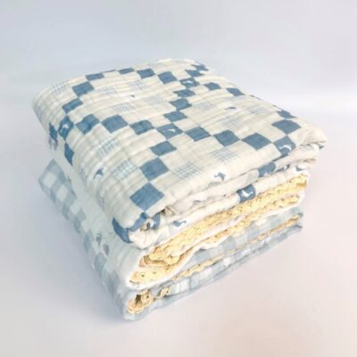 blue and white checkered baby blanket for boys
