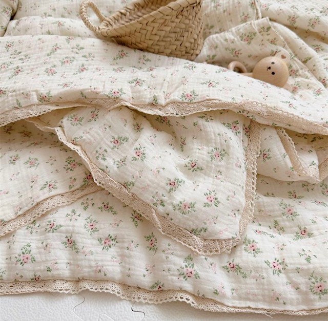 soft pinks and white quilt set for babies and children
